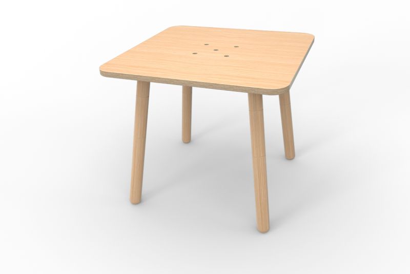 Quadratischer Growing Table Tisch aus Buchenholz mit vier Beinen, ideal für Kinderzimmer.